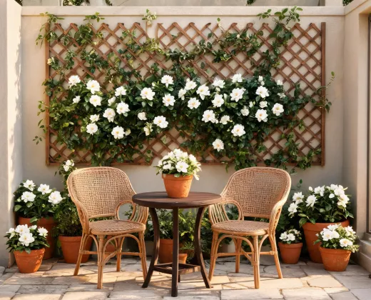 Outdoor wall idea with trellis greenery