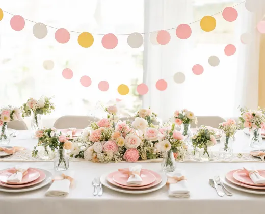 Party table with floral accents